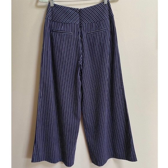 PAIGE Navy Blue Paradise Charisma Stripe Wide Leg Pants - Picture 8 of 16